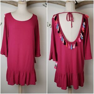 Xhileration pink tunic with tassels